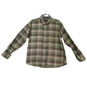 Vtg 90s Y2K Northern‎ Expedition Green Plaid Flannel Button Down Shirt Men's 2XL